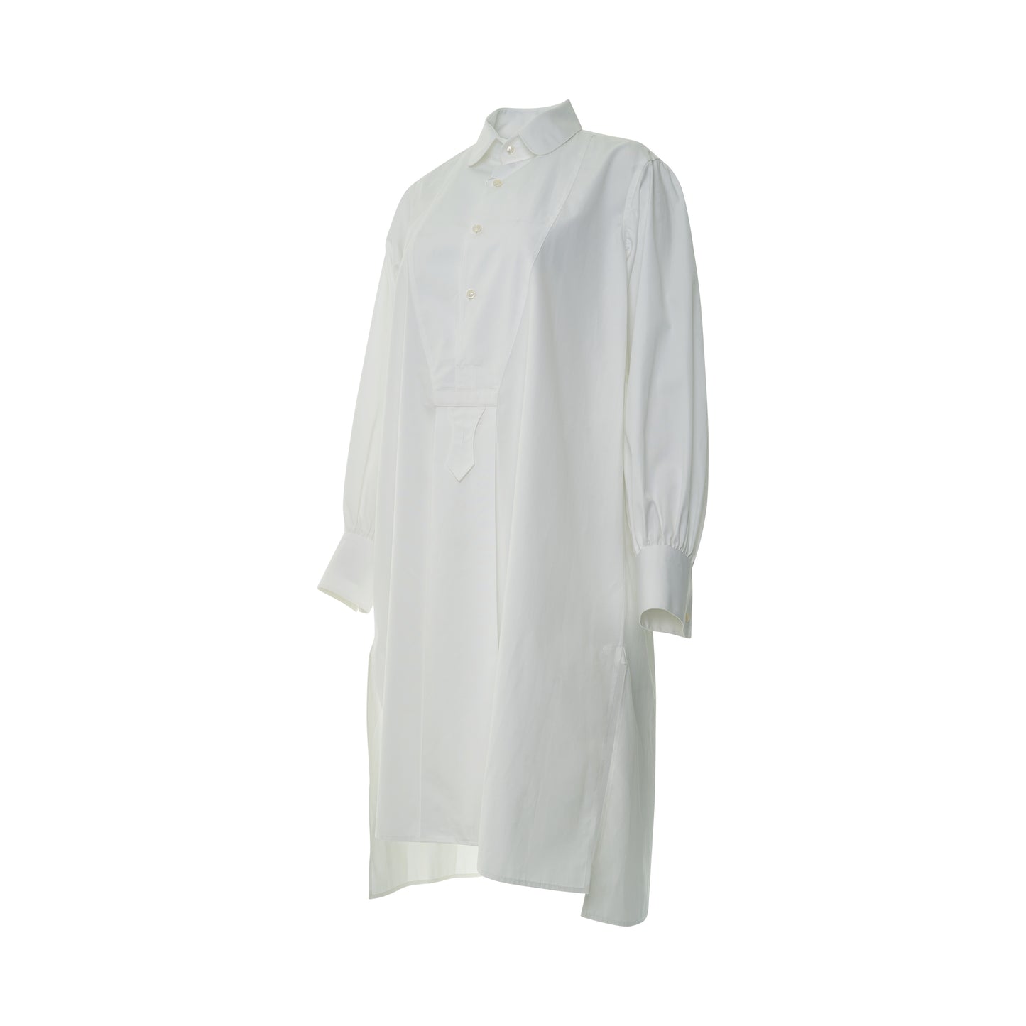 Classic Long Sleeve Shirt Dress in White