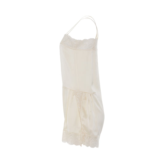 Silk Sleeveless Slip Mini Dress in Milk