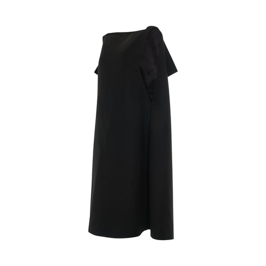 Cape Wool Dress in Black