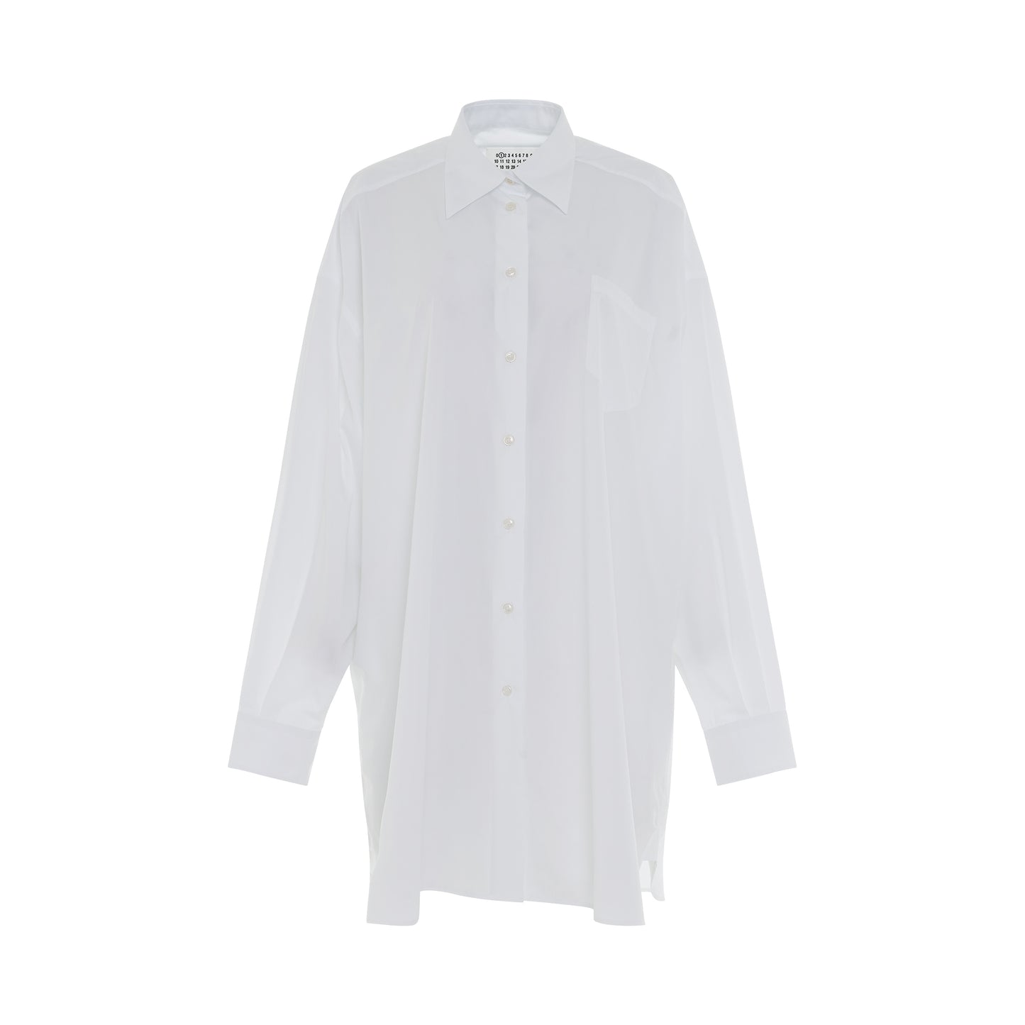 Puff Sleeve Long Shirt in White
