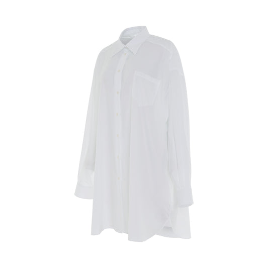 Puff Sleeve Long Shirt in White