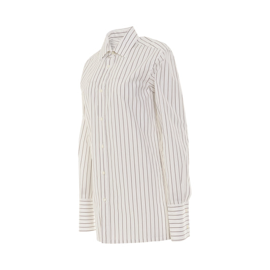 Striped Cotton Shirt in White