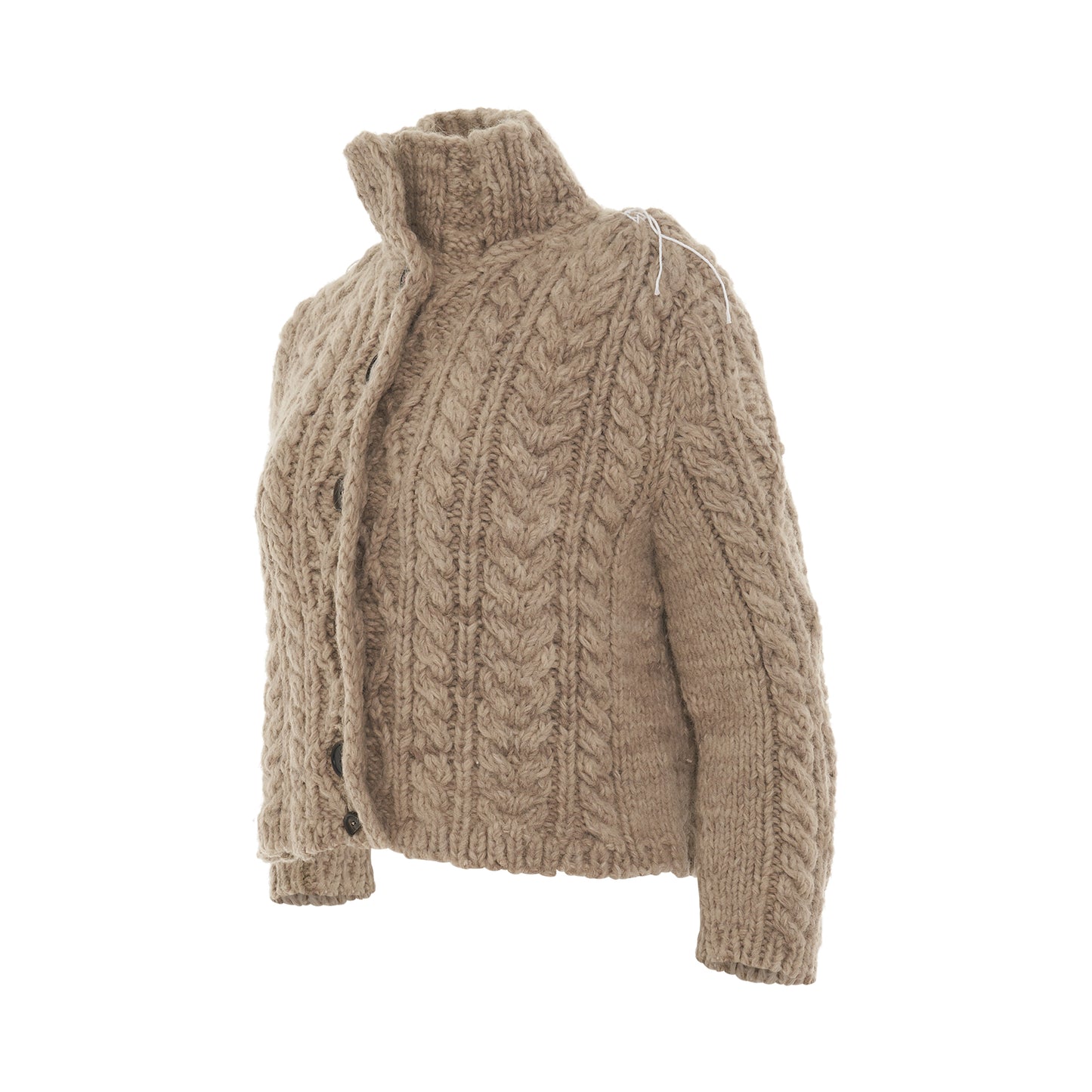 Cropped Cable Knit Cardigan in Bark