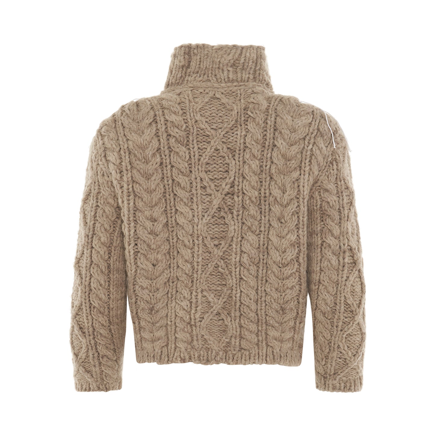Cropped Cable Knit Cardigan in Bark