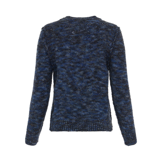 Knitted Long Sleeve Sweater in Blue Mix