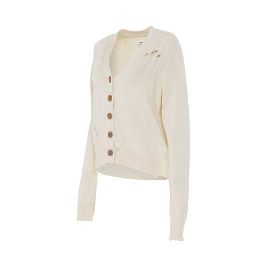 Knitted Cardigan with Buttons in Off White