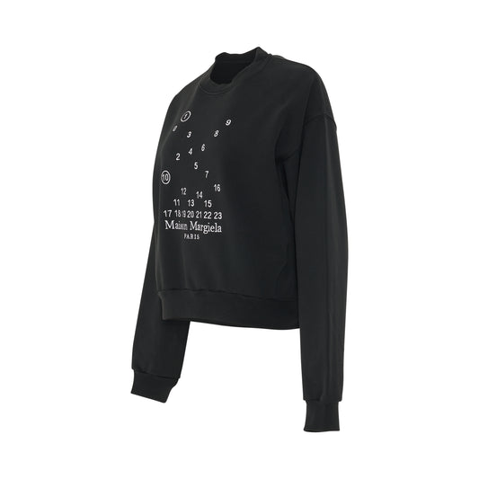 Scattered Numeric Logo Sweatshirt in Black