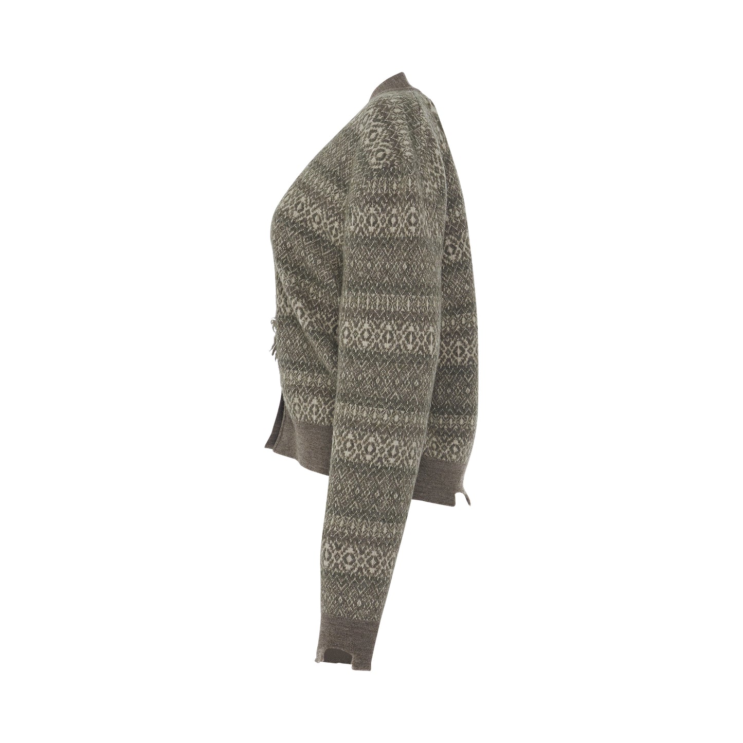Knitted Stripe Long Sleeve Cardigan in Grey