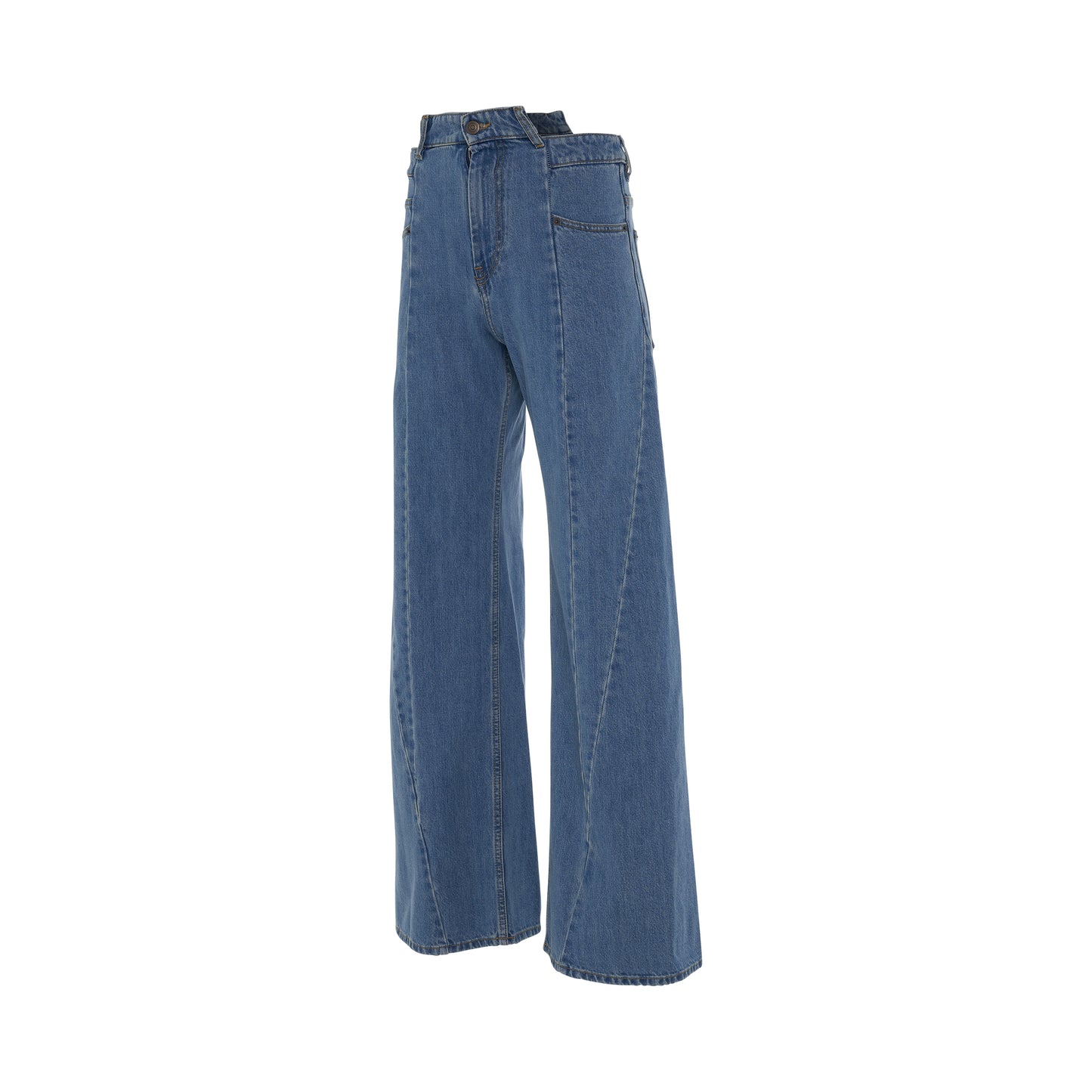 Cut Out Waistband Relaxed Fit Denim Jeans