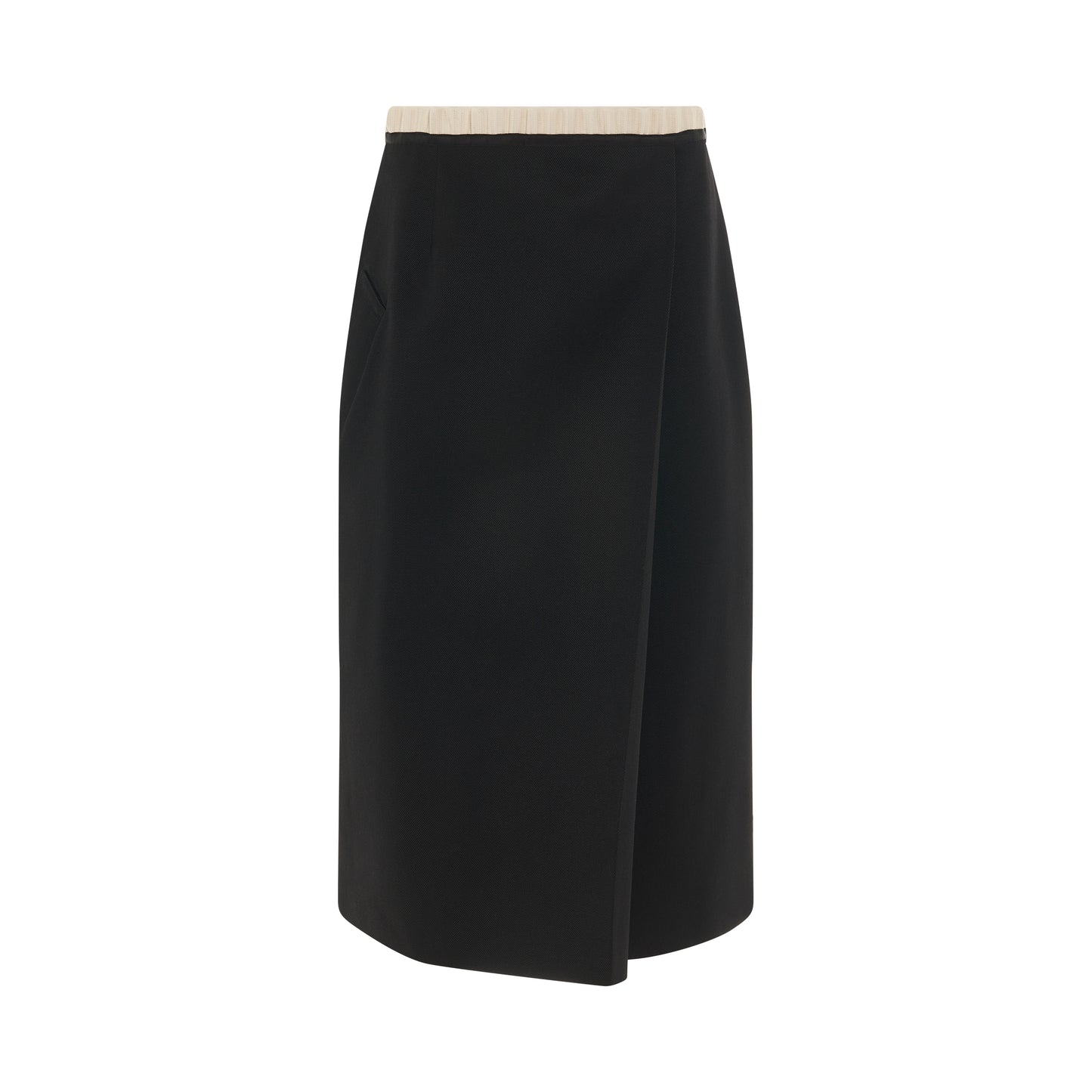 Wool Pencil Skirt in Black