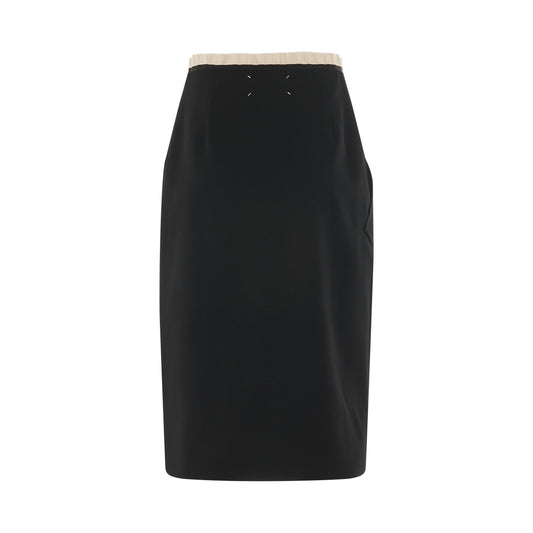 Wool Pencil Skirt in Black