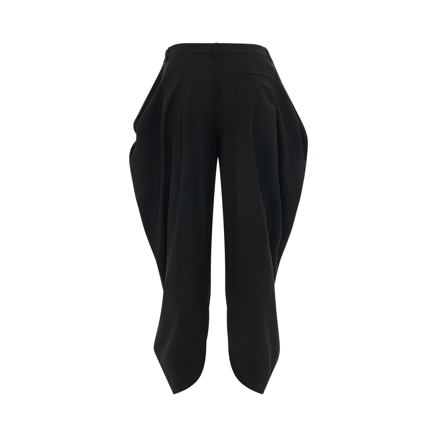 Draped Wool Trousers in Black