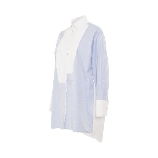 Stripe Plastron Shirt in White/Blue