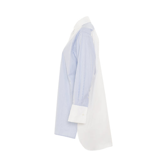 Stripe Plastron Shirt in White/Blue