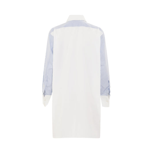 Stripe Plastron Shirt in White/Blue