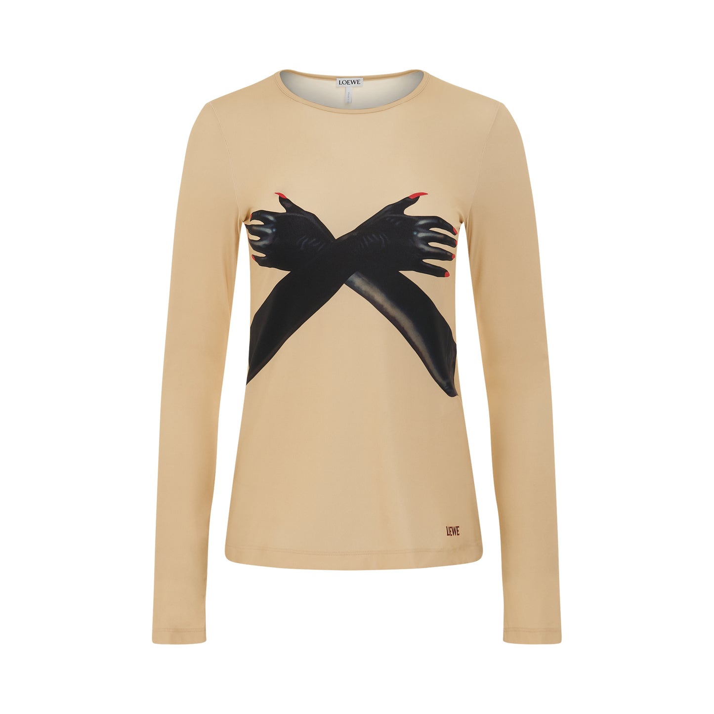 Gloves Print Top in Beige/Black