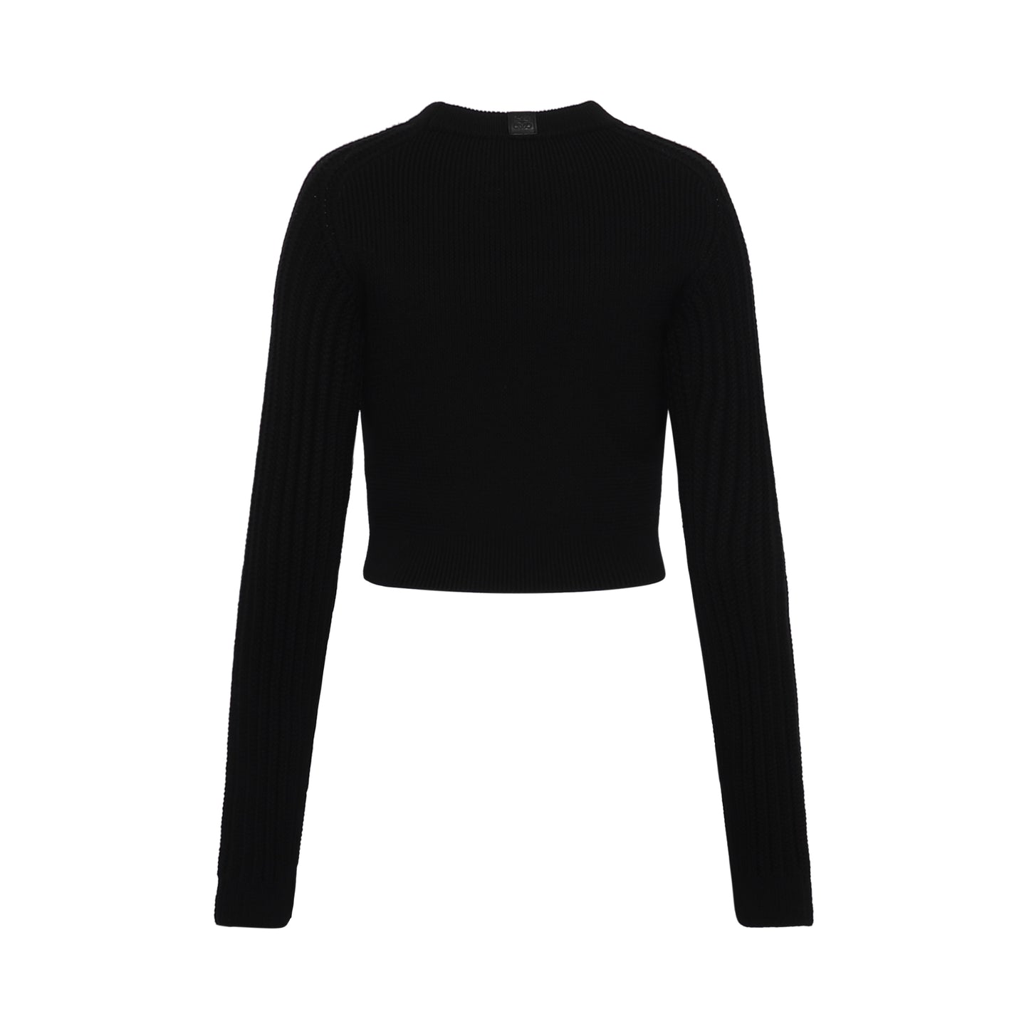 Cut Out Cropped Sweater In Wool Black