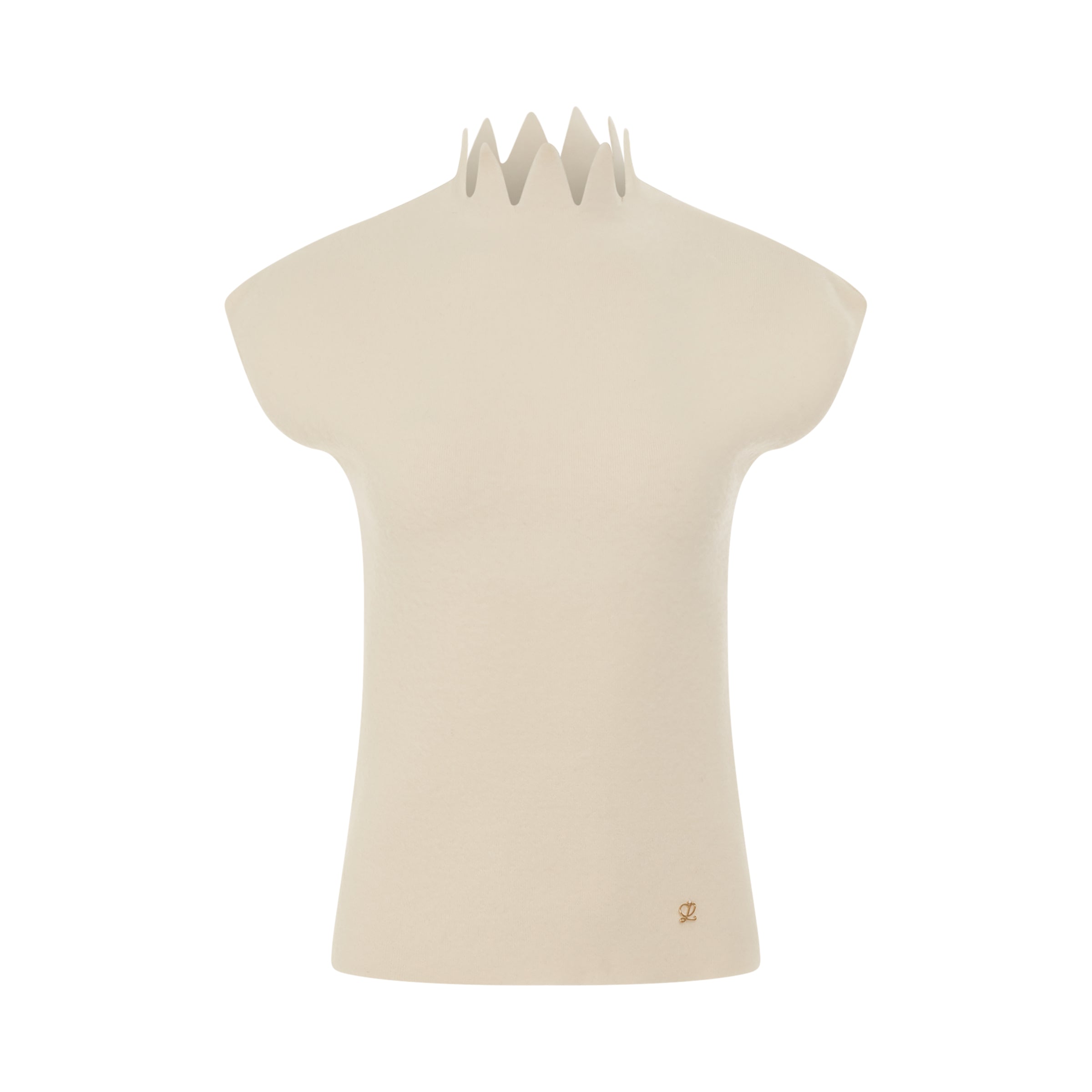 Pointy Collar Wool Top in Soft White