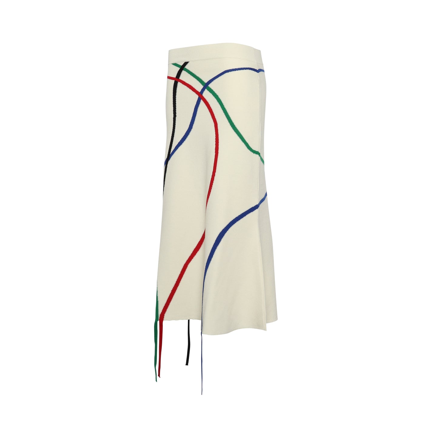 Flared Intarsia skirt in wool Ecru/Multicolor