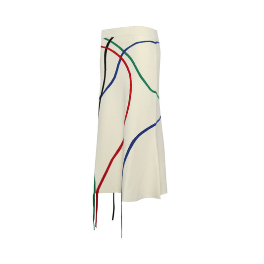 Flared Intarsia skirt in wool Ecru/Multicolor