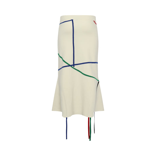 Flared Intarsia skirt in wool Ecru/Multicolor