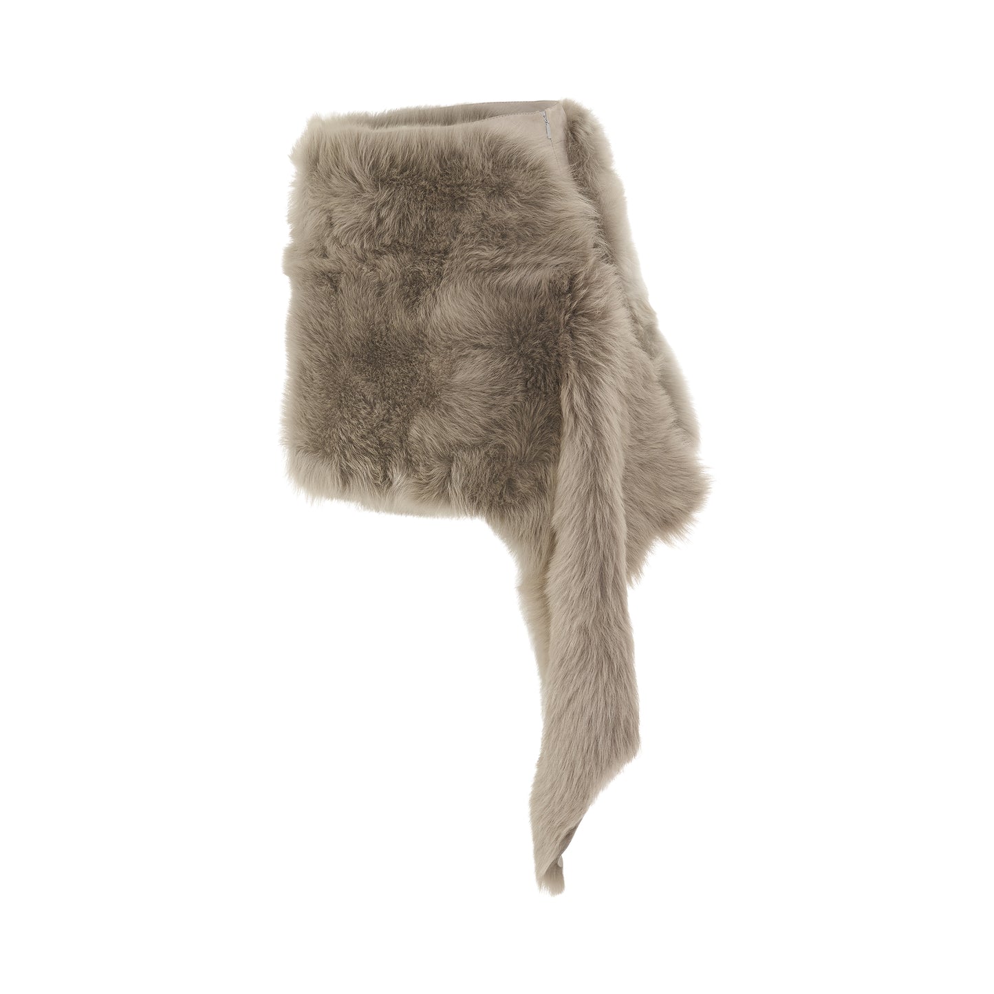 Shearling Mini Skirt in Grey/Taupe