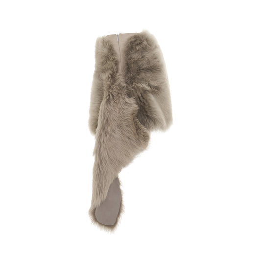 Shearling Mini Skirt in Grey/Taupe