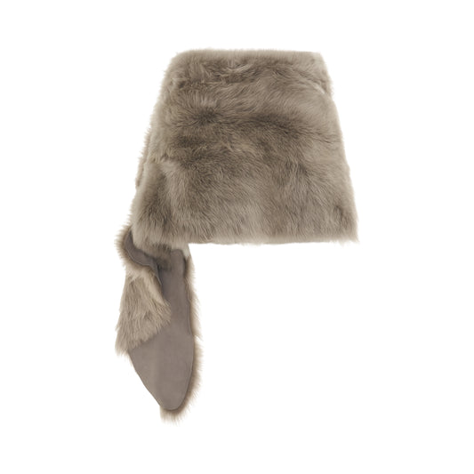 Shearling Mini Skirt in Grey/Taupe