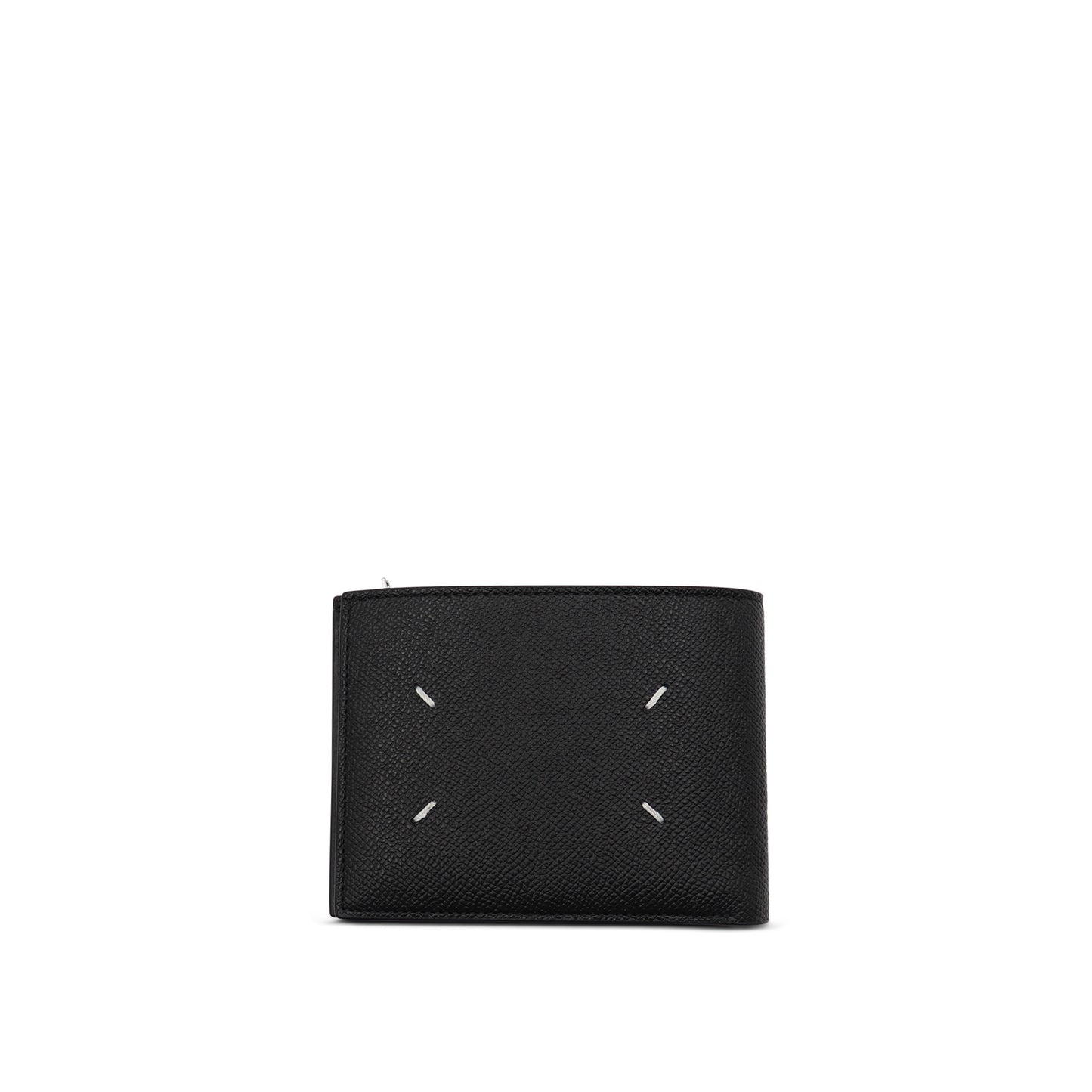 Four Stitch Flip Flap Zip Wallet in Black
