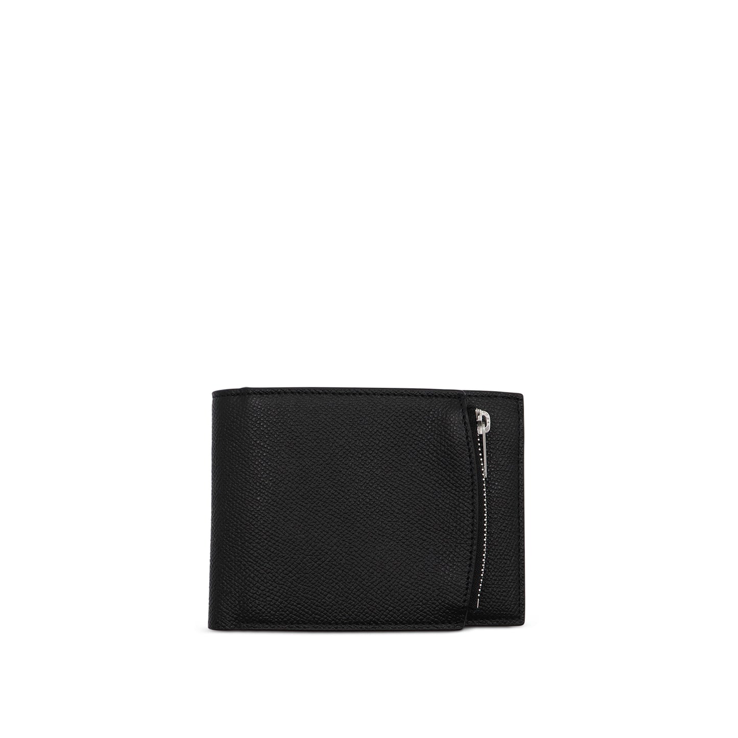 Four Stitch Flip Flap Zip Wallet in Black