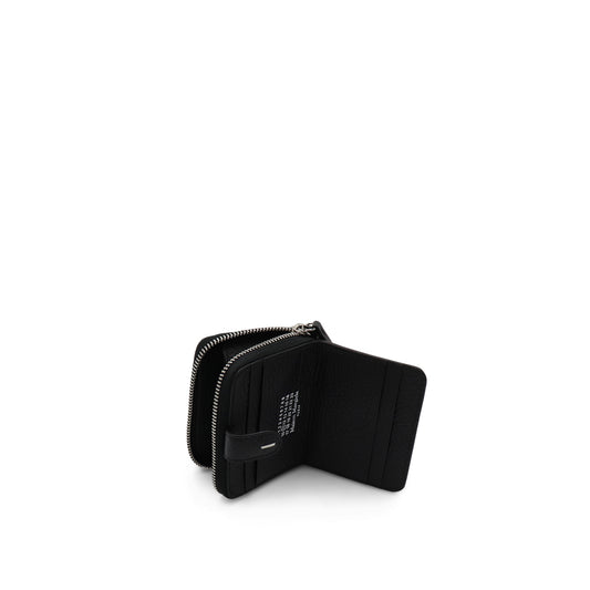 Four Stitch Zip Around Wallet in Black Col