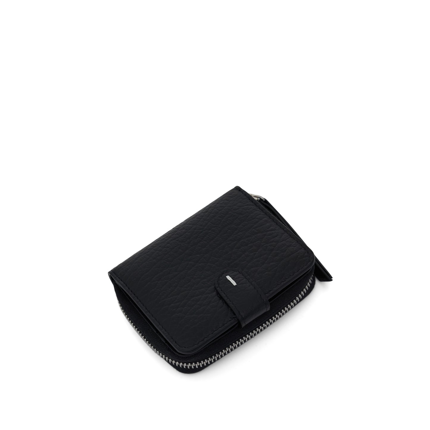 Compact Zip Around Wallet in Black