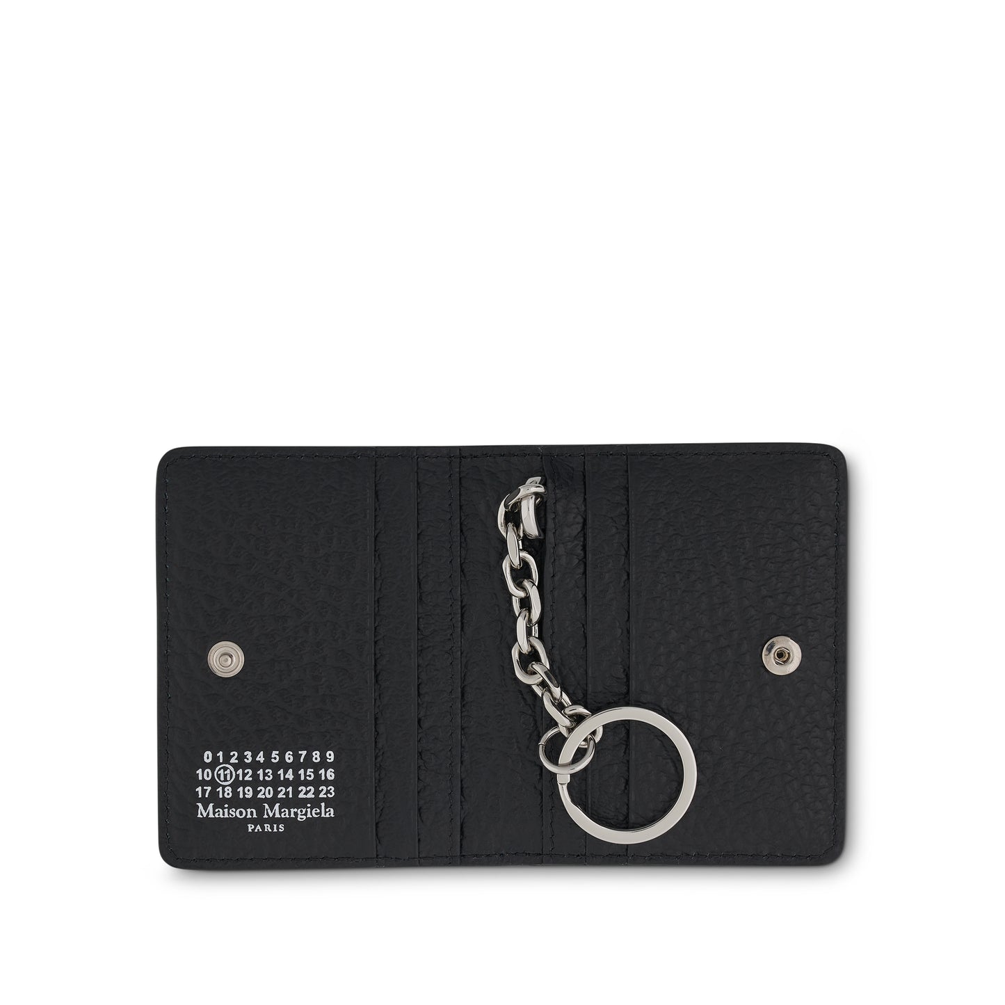 Four Stitch Logo Card Holder with Keyring in Black