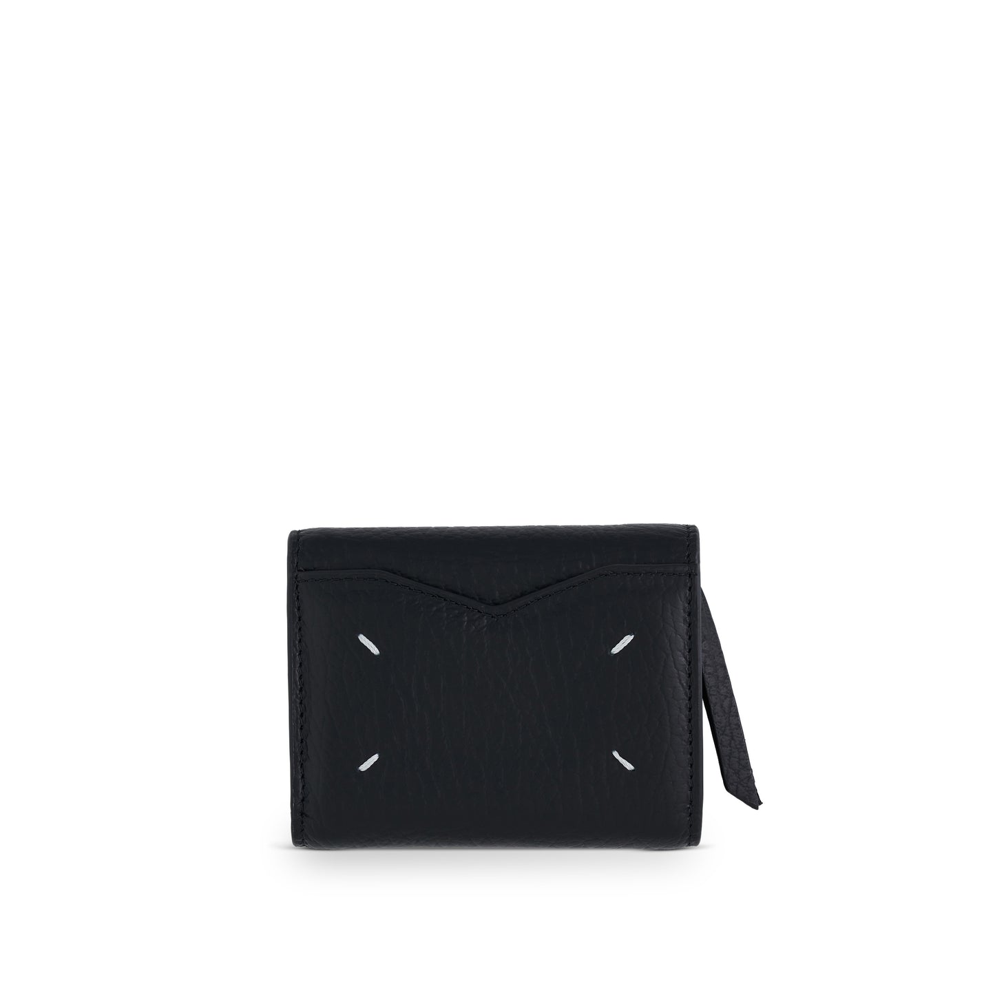 Compact Zip Tri Fold Wallet in Black