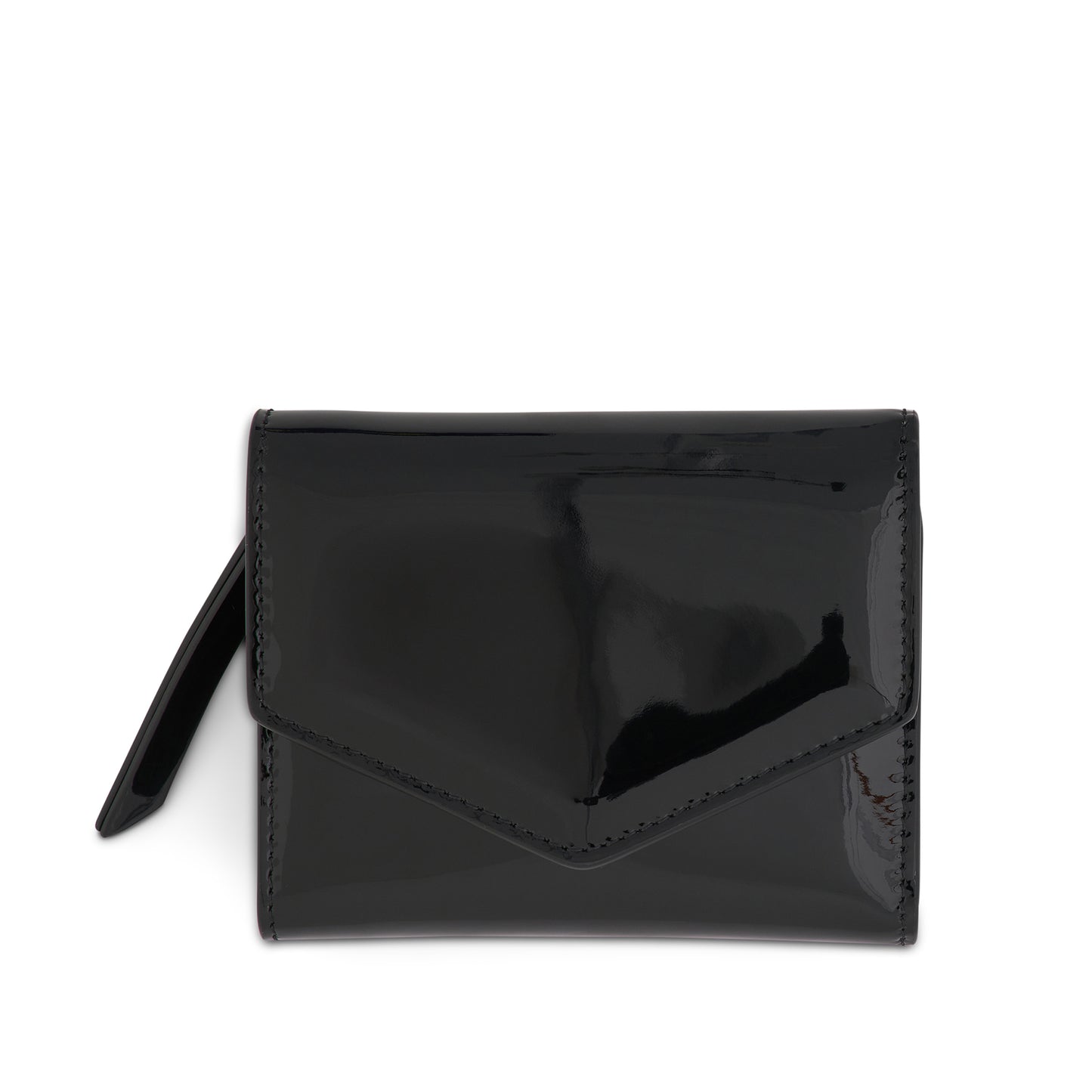 4 Stitch Patent Leather Envelope Wallet in Black