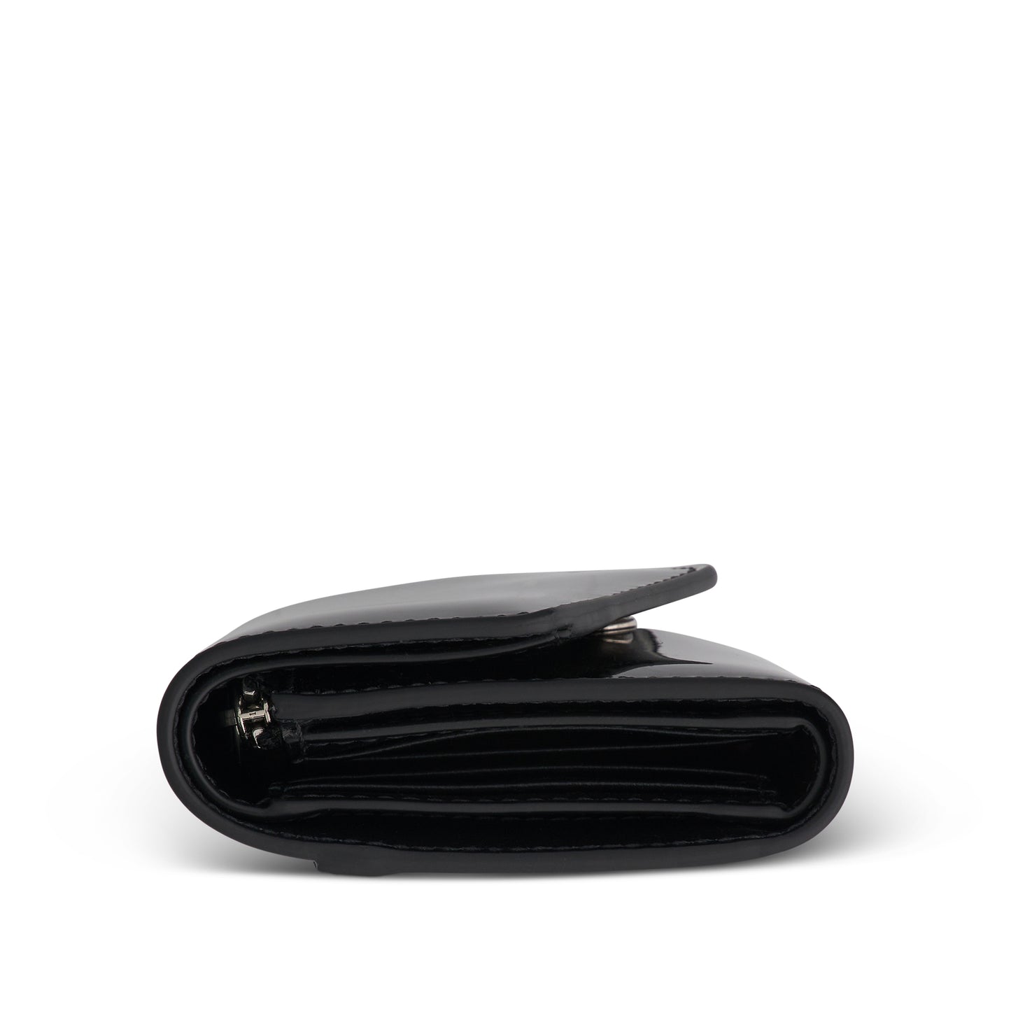 4 Stitch Patent Leather Envelope Wallet in Black