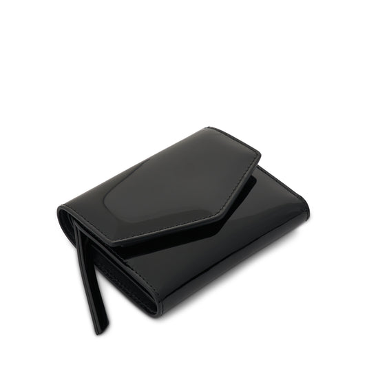 4 Stitch Patent Leather Envelope Wallet in Black