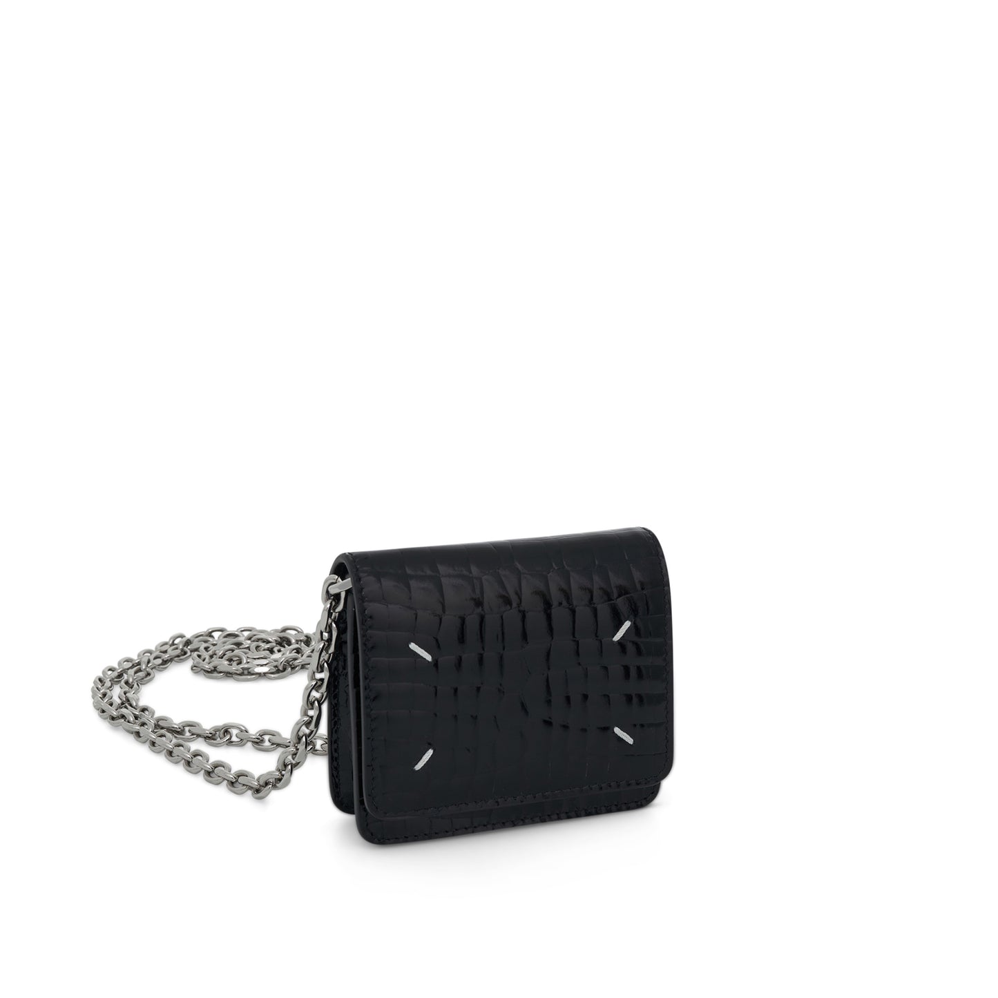 Small Leather Chain Wallet In Black