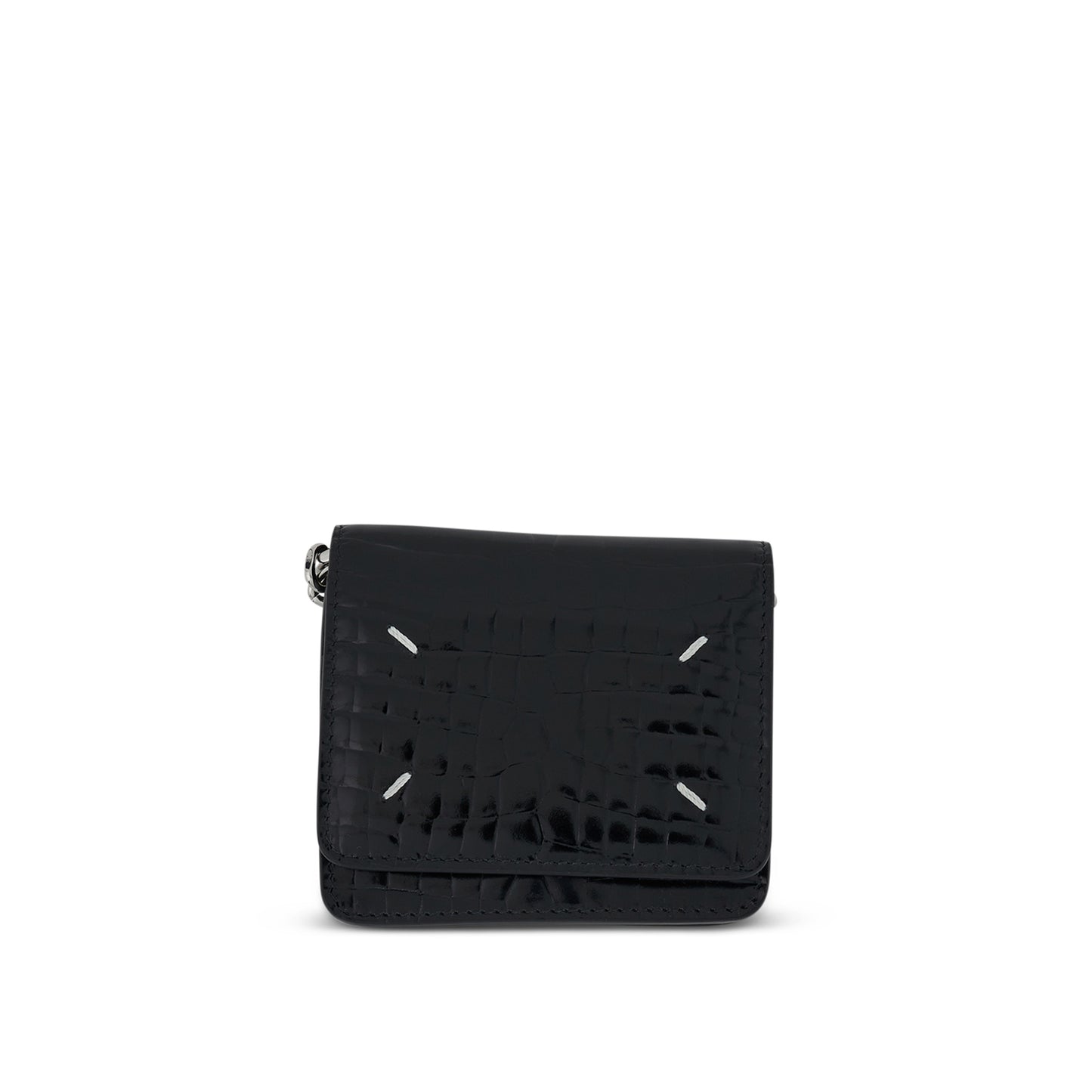Small Leather Chain Wallet In Black
