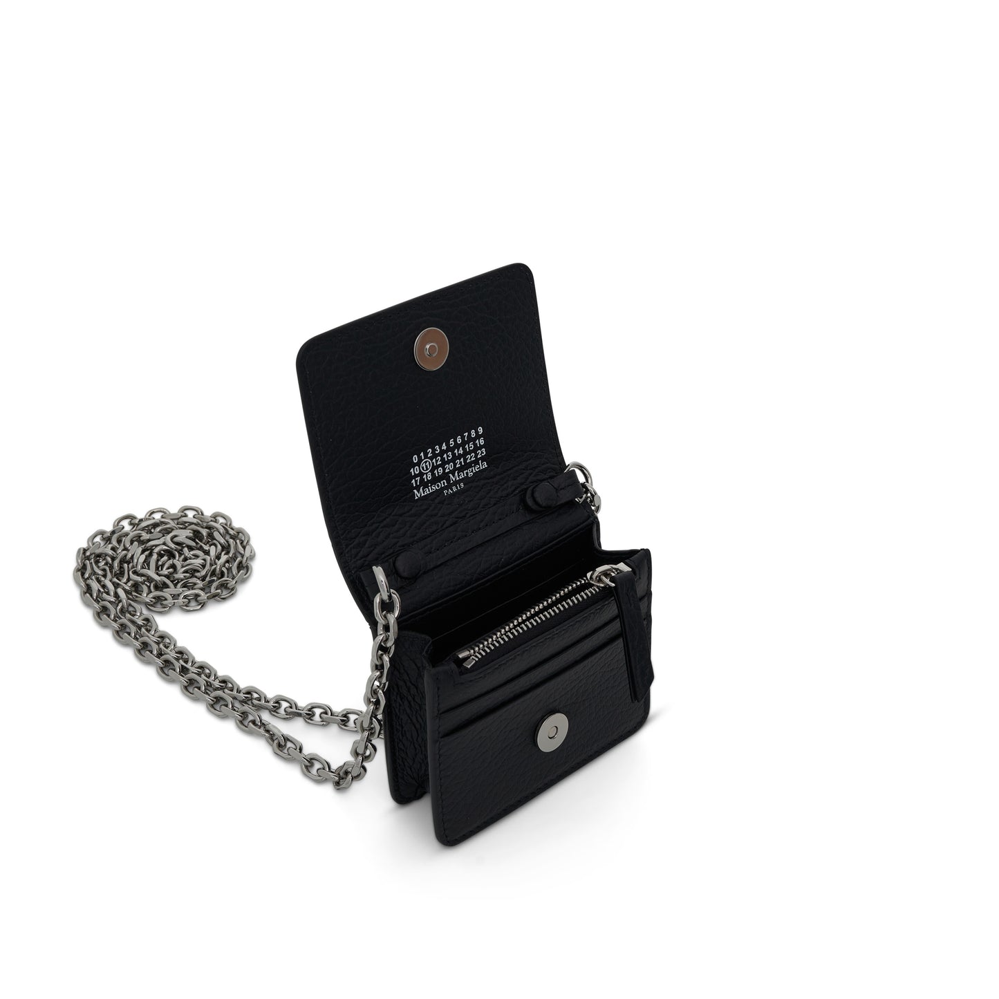 Small Chain Leather Wallet in Black