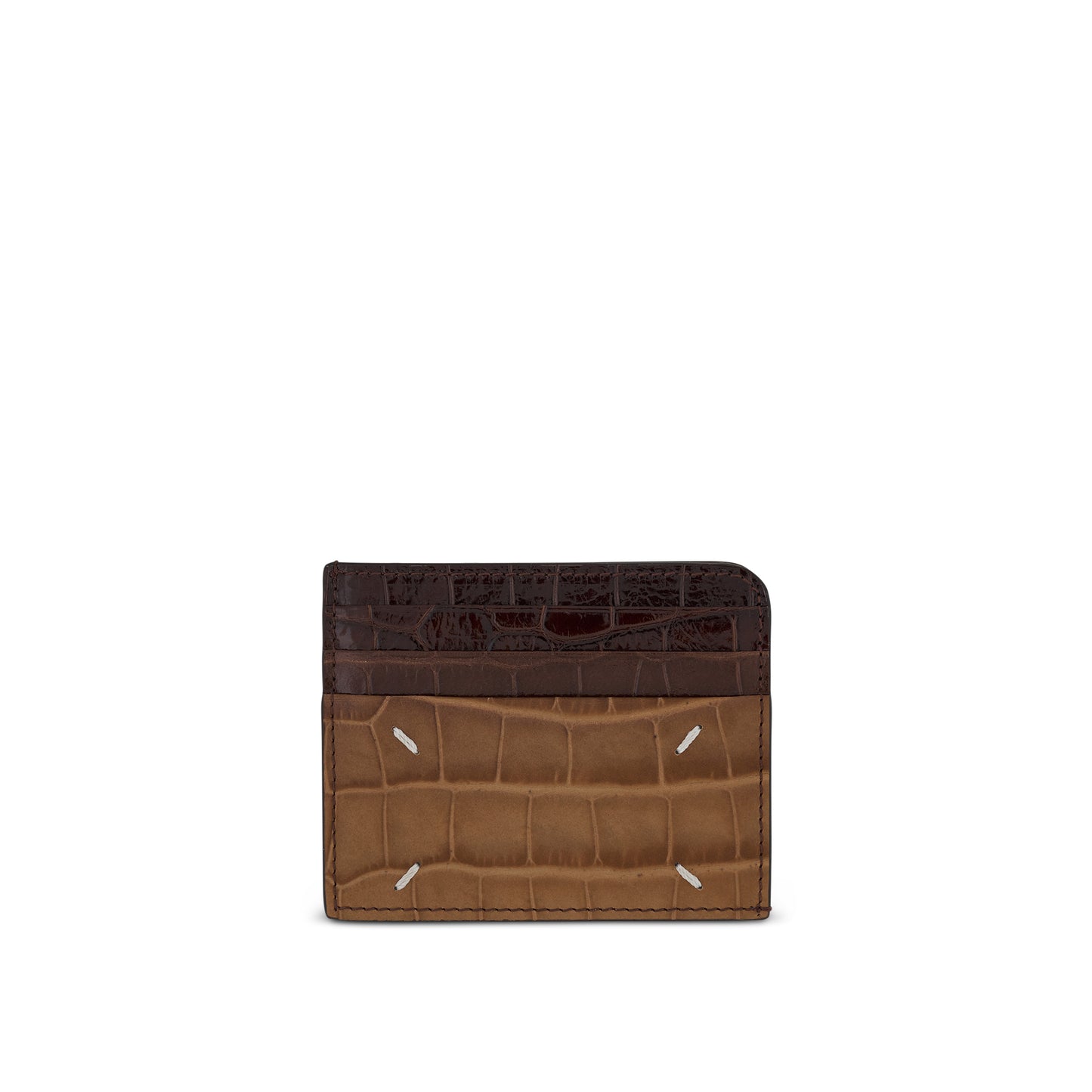 Leather Card Holder with Logo in Cognac