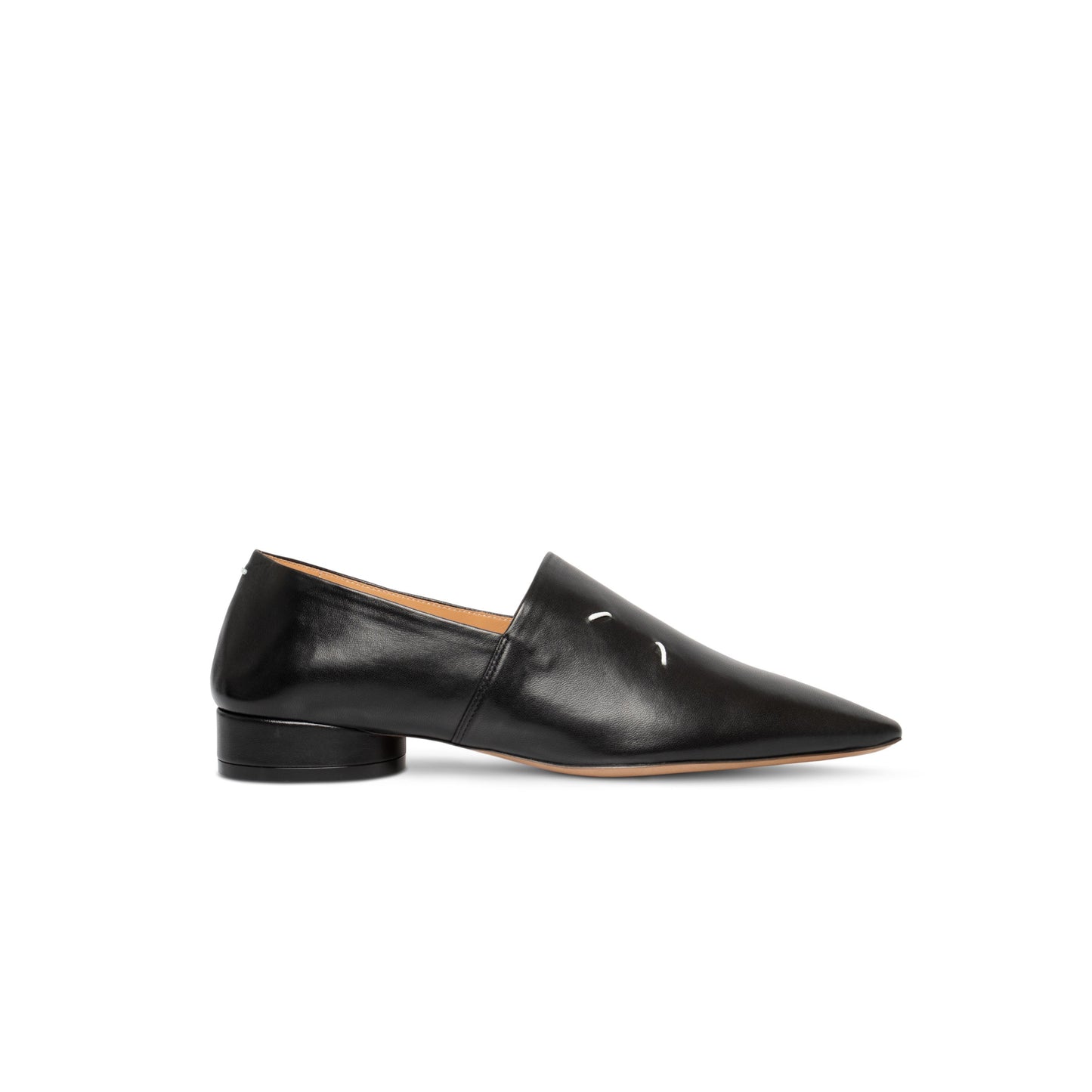 Pointed Stitching Loafers in Black