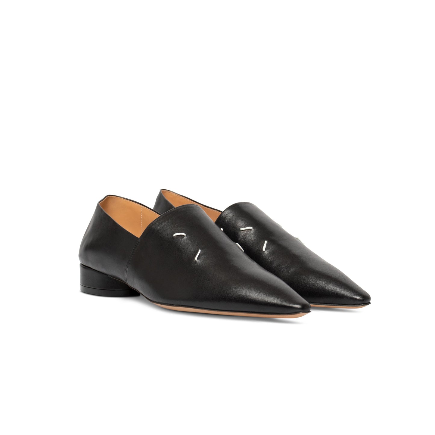 Pointed Stitching Loafers in Black
