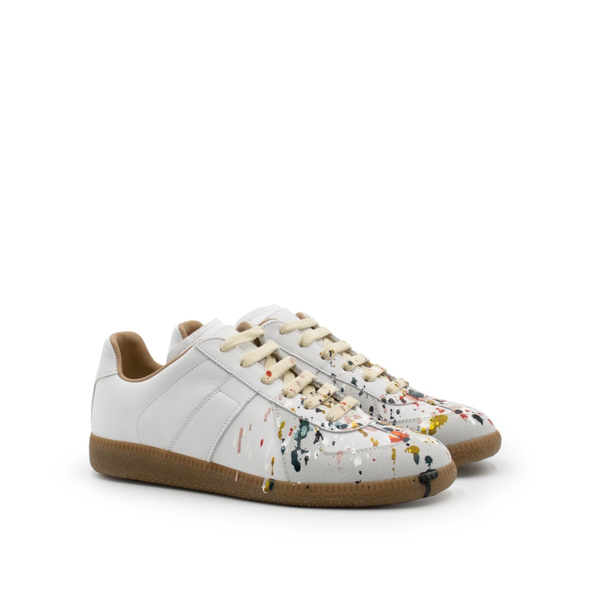 maison margiela replica paint drop sneakers in white sold out sold out ...