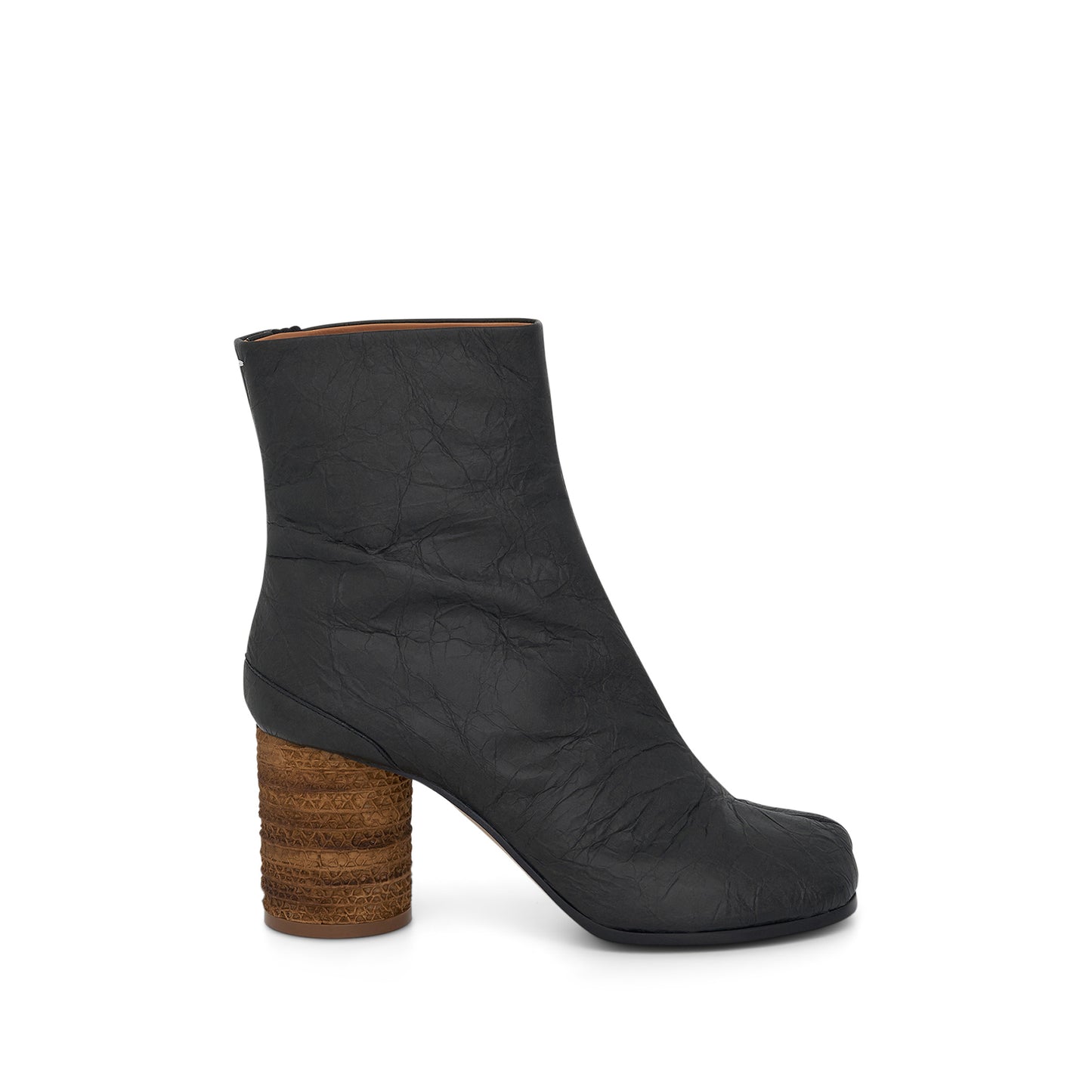 Tabi Ankle Boot with Brown Heel in Black
