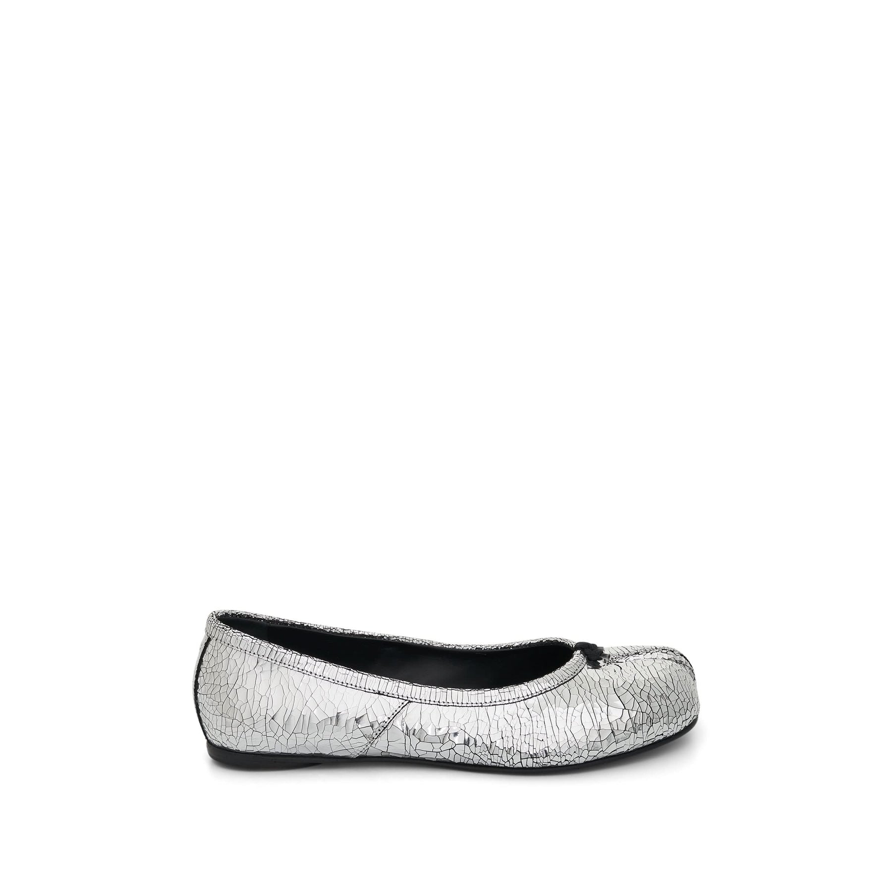 Tabi Mirror Ballerina Shoes in Silver Side View | MAISON MARGIELA