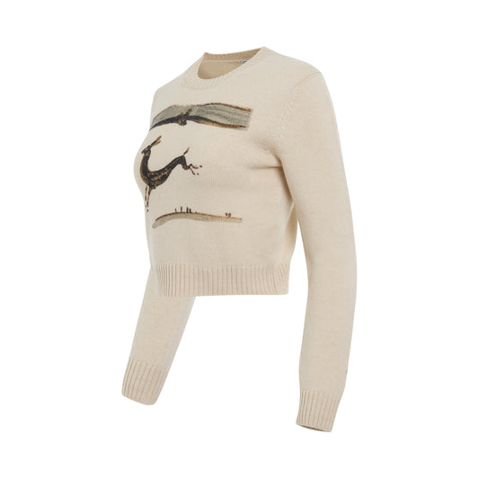 Deer Cropped Sweater in Ecrru