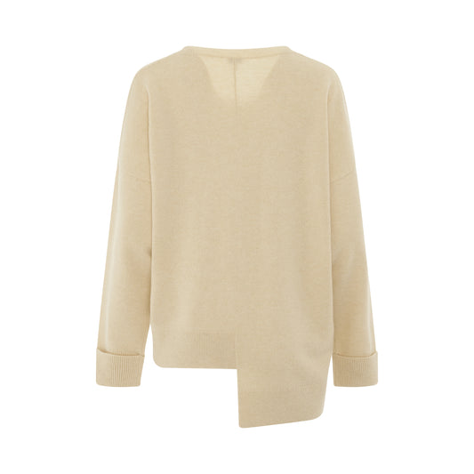 Asymmetric Deer Sweater in Beige