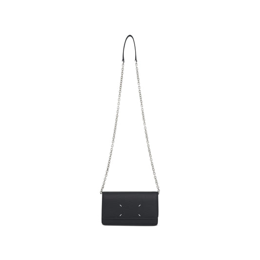 Four Stitches Chain Wallet in Black