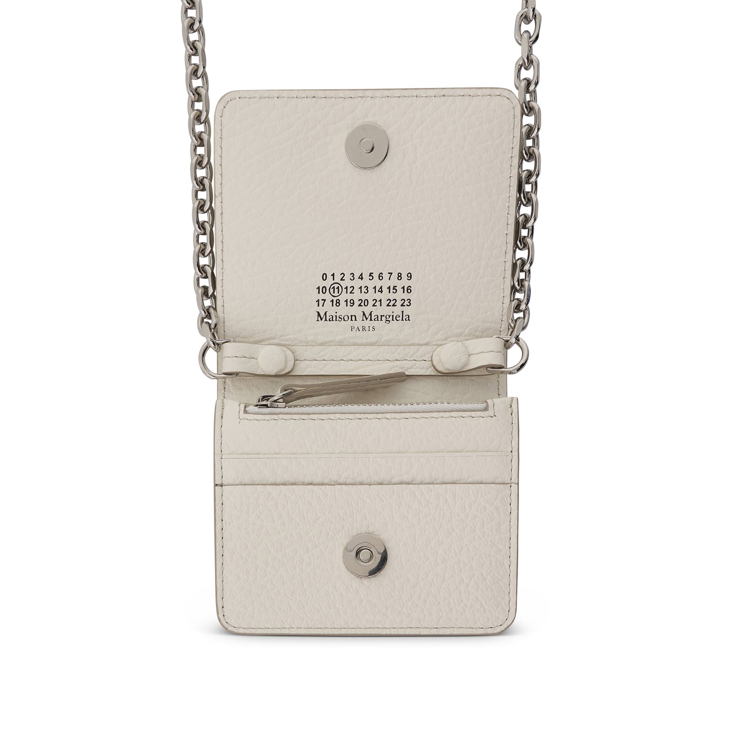 Four Stitches Chain Wallet in White